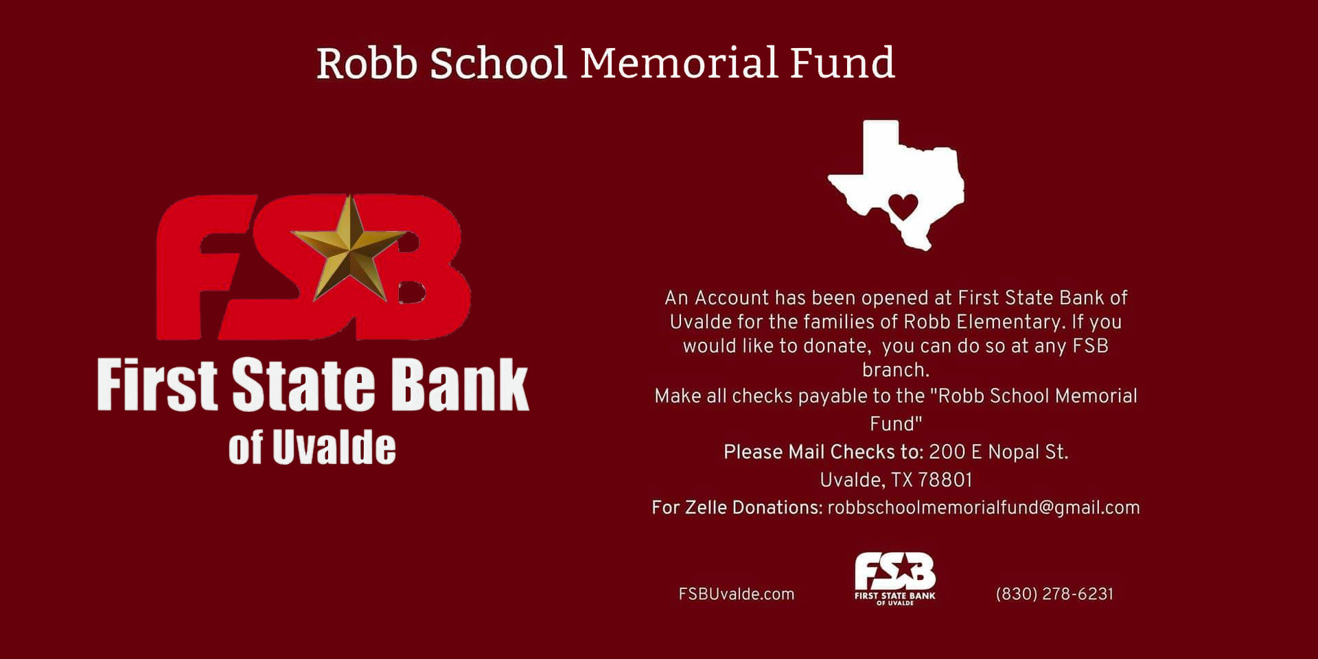 FSB of Uvalde - Robb School Memorial Fund